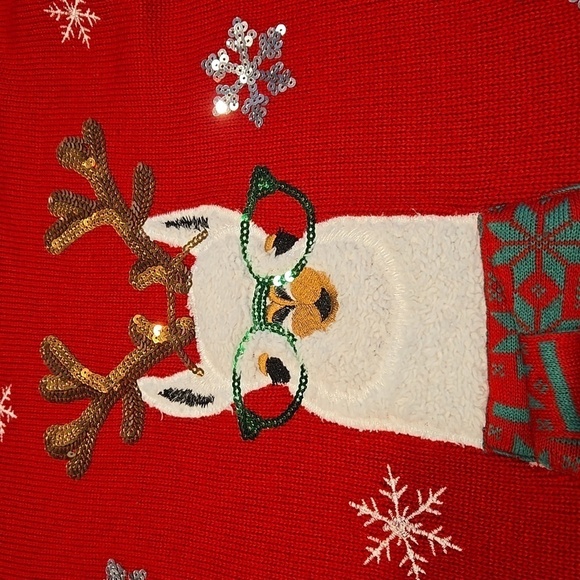 33 DEGREES LLAMA SEQUINED  UGLY CHRISTMAS SWEATER. SIZE MEDIUM. - Picture 5 of 7